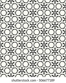 Seamless geometric line pattern in arabian style, ethnic ornament. Endless hexagonal texture for wallpaper, banners, invitation cards. Black and white graphic lace background