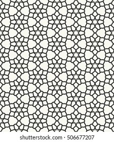Seamless geometric line pattern in arabian style, ethnic ornament. Endless hexagonal texture for wallpaper, banners, invitation cards. Black and white graphic lace background