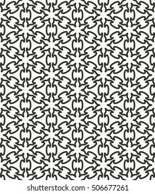 Seamless geometric line pattern in arabian style, ethnic ornament. Endless hexagonal texture for wallpaper, banners, invitation cards. Black and white graphic lace background