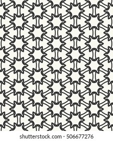 Seamless geometric line pattern in arabian style, ethnic ornament. Endless hexagonal texture for wallpaper, banners, invitation cards. Black and white graphic lace background