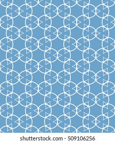 Seamless geometric line pattern in arabian style, ethnic ornament. Endless hexagonal texture for wallpaper, banners, invitation cards. Blue and white graphic lace background