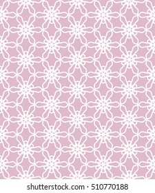 Seamless geometric line pattern in arabian style, ethnic ornament. Endless hexagonal texture for wallpaper, banners, invitation cards. Purple and white graphic lace background