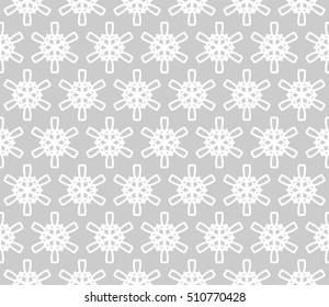 Seamless geometric line pattern in arabian style, ethnic ornament. Endless hexagonal texture for wallpaper, banners, invitation cards. Gray and white graphic lace background