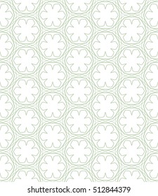 Seamless geometric line pattern in arabian style, ethnic ornament. Endless hexagonal texture for wallpaper, banners, invitation cards. Green and white graphic lace background