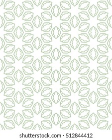 Seamless geometric line pattern in arabian style, ethnic ornament. Endless hexagonal texture for wallpaper, banners, invitation cards. Green and white graphic lace background