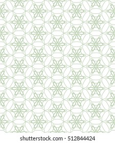 Seamless geometric line pattern in arabian style, ethnic ornament. Endless hexagonal texture for wallpaper, banners, invitation cards. Green and white graphic lace background