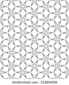 Seamless geometric line pattern in arabian style, ethnic ornament. Endless hexagonal texture for wallpaper, banners, invitation cards. Black and white graphic lace background