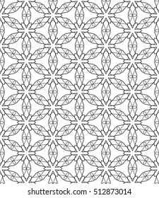 Seamless geometric line pattern in arabian style, ethnic ornament. Endless hexagonal texture for wallpaper, banners, invitation cards. Black and white graphic lace background