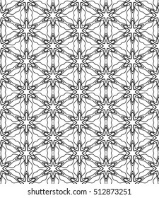 Seamless geometric line pattern in arabian style, ethnic ornament. Endless hexagonal texture for wallpaper, banners, invitation cards. Black and white graphic lace background