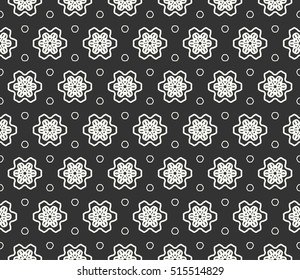 Seamless geometric line pattern in arabian style, ethnic ornament. Endless hexagonal texture for wallpaper, banners, invitation cards. Black and white graphic lace background