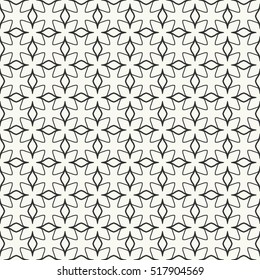 Seamless geometric line pattern in arabian style, ethnic ornament. Endless texture for wallpaper, banners, flyers, invitation cards. Black and white graphic lace background