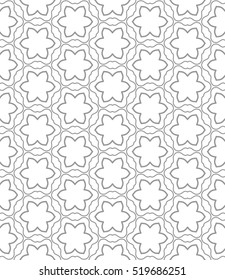 Seamless geometric line pattern in arabian style, ethnic ornament. Endless hexagonal texture for wallpaper, banners, invitation cards. Gray and white graphic lace background