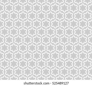 Seamless geometric line pattern in arabian style, ethnic ornament. Endless hexagonal texture for wallpaper, banners, invitation cards. Gray and white graphic lace background