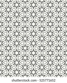 Seamless geometric line pattern in arabian style, ethnic ornament. Endless hexagonal texture for wallpaper, banners, invitation cards. Black and white graphic lace background