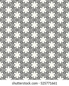 Seamless geometric line pattern in arabian style, ethnic ornament. Endless hexagonal texture for wallpaper, banners, invitation cards. Black and white graphic lace background