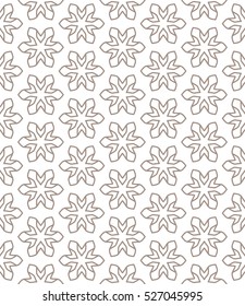 Seamless geometric line pattern in arabian style, ethnic ornament. Endless hexagonal texture for wallpaper, banners, invitation cards. Brown and white graphic lace background