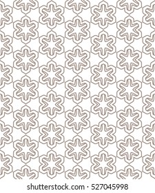 Seamless geometric line pattern in arabian style, ethnic ornament. Endless hexagonal texture for wallpaper, banners, invitation cards. Brown and white graphic lace background