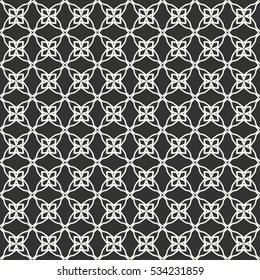Seamless geometric line pattern in arabian style, ethnic ornament. Endless texture for wallpaper, banners, invitation cards. Black and white graphic lace background
