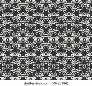 Seamless geometric line pattern in arabian style, ethnic ornament. Endless texture for wallpaper, banners, invitation cards. Black and white graphic lace background