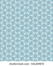 Seamless geometric line pattern in arabian style, ethnic ornament. Endless hexagonal texture for wallpaper, banners, invitation cards. Blue and white graphic lace background