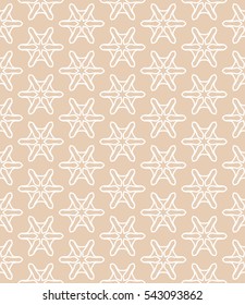 Seamless geometric line pattern in arabian style, ethnic ornament. Endless hexagonal texture for wallpaper, banners, invitation cards. Brown pink and white graphic lace background