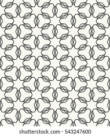 Seamless geometric line pattern in arabian style, ethnic ornament. Endless hexagonal texture for wallpaper, banners, invitation cards. Black and white graphic lace background