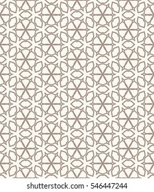 Seamless geometric line pattern in arabian style, ethnic ornament. Endless hexagonal texture for wallpaper, banners, invitations, business cards. Monochrome lace background