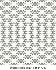 Seamless geometric line pattern in arabian style, ethnic ornament. Endless hexagonal texture for wallpaper, banners, invitations, business cards. Monochrome lace background