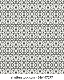 Seamless geometric line pattern in arabian style, ethnic ornament. Endless hexagonal texture for wallpaper, banners, invitations, business cards. Monochrome lace background