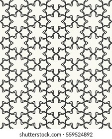Seamless geometric line pattern in arabian style, ethnic ornament. Endless hexagonal texture for wallpaper, banners, invitations, business cards. Monochrome graphic lace background