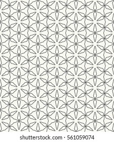 Seamless geometric line pattern in arabian style, ethnic ornament. Endless hexagonal texture for wallpaper, banners, invitations, business cards. Monochrome graphic lace background