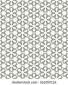 Seamless geometric line pattern in arabian style, ethnic ornament. Endless hexagonal texture for wallpaper, banners, invitations, business cards. Monochrome graphic lace background