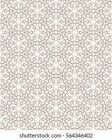 Seamless geometric line pattern in arabian style, ethnic ornament. Endless hexagonal texture for wallpaper, banners, invitations, business cards. Monochrome graphic lace background