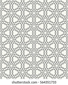 Seamless geometric line pattern in arabian style, ethnic ornament. Endless hexagonal texture for wallpaper, banners, invitations, business cards. Black and white graphic lace background