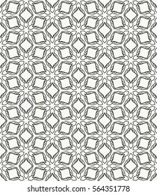 Seamless geometric line pattern in arabian style, ethnic ornament. Endless hexagonal texture for wallpaper, banners, invitations, business cards. Black and white graphic lace background