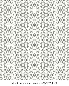 Seamless geometric line pattern in arabian style, ethnic ornament. Endless hexagonal lace texture for wallpaper, banners, invitations, business cards. Textile, fabric print. Black and white background