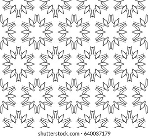Seamless geometric line pattern in arabian style. Repeating linear texture for wallpaper, packaging, banners, invitations, business cards, fabric print. Monochrome graphic background, lace pattern