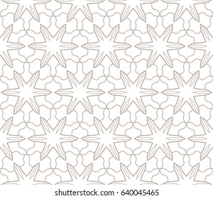 Seamless geometric line pattern in arabian style. Repeating linear texture for wallpaper, packaging, banners, invitations, business cards, fabric print. Monochrome graphic background, lace pattern