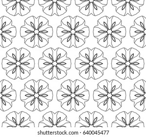 Seamless geometric line pattern in arabian style. Repeating linear texture for wallpaper, packaging, banners, invitations, business cards, fabric print. Monochrome graphic background, lace pattern