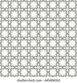 Seamless geometric line pattern in arabian style. Repeating linear texture for wallpaper, packaging, banners, invitations, business cards, fabric print. Monochrome graphic background, lace pattern