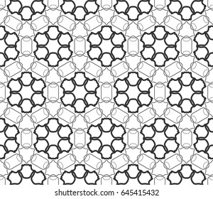 Seamless geometric line pattern in arabian style. Repeating linear texture for wallpaper, packaging, banners, invitations, business cards, fabric print. Monochrome graphic background, lace pattern
