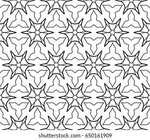 Seamless geometric line pattern in arabian style. Repeating linear texture for wallpaper, packaging, banners, invitations, business cards, fabric print. Monochrome graphic background, lace pattern