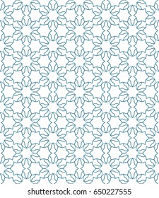 Seamless geometric line pattern in arabian style. Repeating linear texture for wallpaper, packaging, banners, invitations, business cards, fabric print. Monochrome graphic background, lace pattern