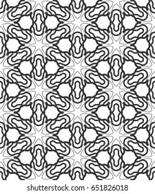 Seamless geometric line pattern in arabian style. Repeating linear texture for wallpaper, packaging, banners, invitations, business cards, fabric print. Monochrome graphic background, lace pattern