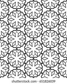 Seamless geometric line pattern in arabian style. Repeating linear texture for wallpaper, packaging, banners, invitations, business cards, fabric print. Monochrome graphic background, lace pattern