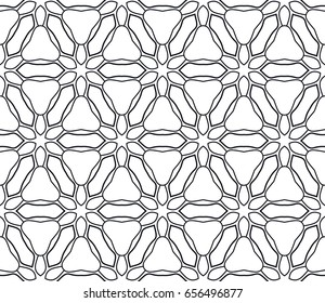 Seamless geometric line pattern in arabian style. Repeating linear texture for wallpaper, packaging, banners, invitations, business cards, fabric print. Black and white background, lace pattern