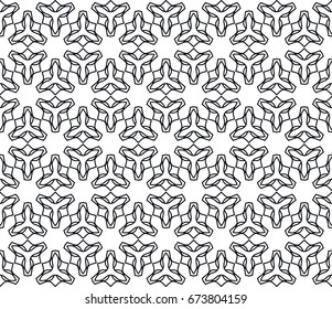 Seamless geometric line pattern in arabian style. Repeating linear lace texture for wallpaper, packaging, banners, invitations, business cards, fabric print. Black and white graphic background