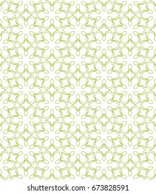 Seamless geometric line pattern in arabian style. Repeating linear lace texture for wallpaper, packaging, banners, invitations, business cards, fabric print. Green and white graphic background