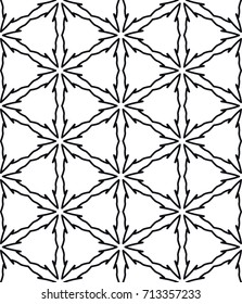 Seamless geometric line pattern in arabian style. Repeating linear lace texture for wallpaper, packaging, banners, invitations, business cards, fabric print. Black and white graphic background
