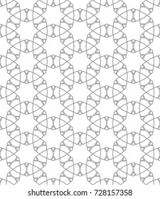 Seamless geometric line pattern in arabian style. Repeating linear lace texture for wallpaper, packaging, banners, invitations, business cards, fabric print. Monochrome graphic background